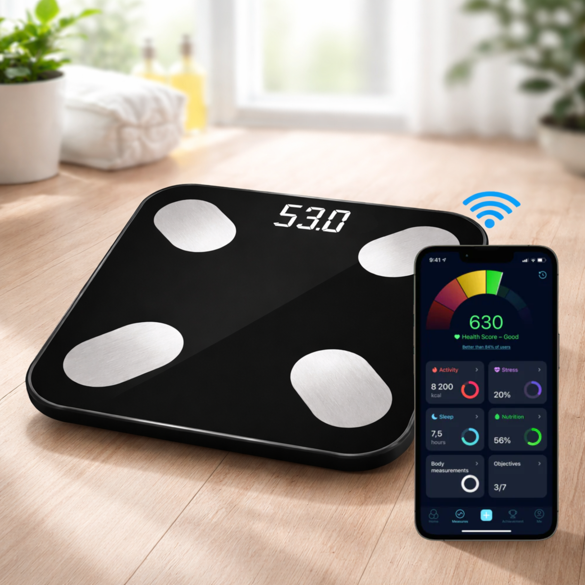 Balance Connectée Bluetooth – Analyse Graisse, Masse Musculaire & Suivi Poids avec Application