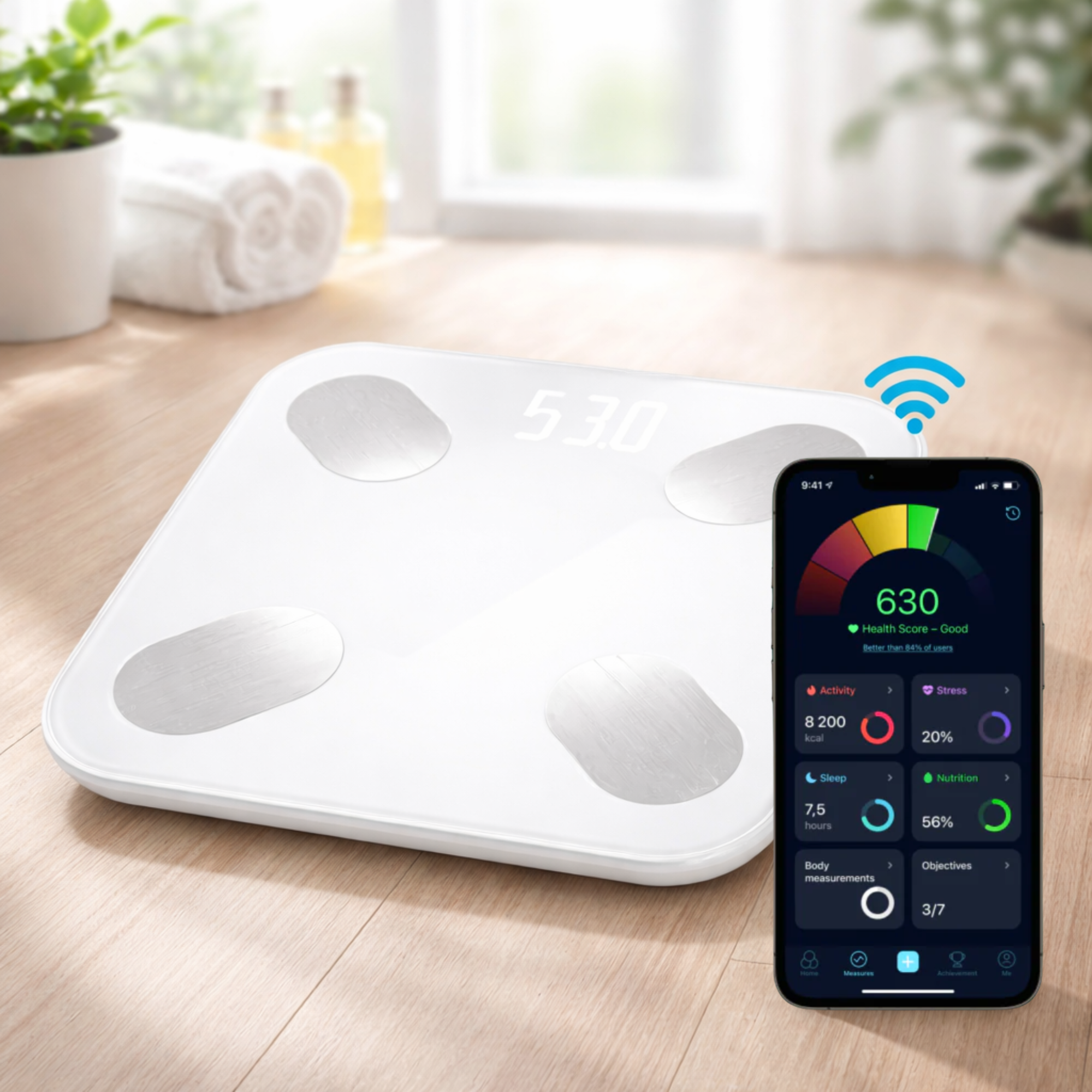 Balance Connectée Bluetooth – Analyse Graisse, Masse Musculaire & Suivi Poids avec Application
